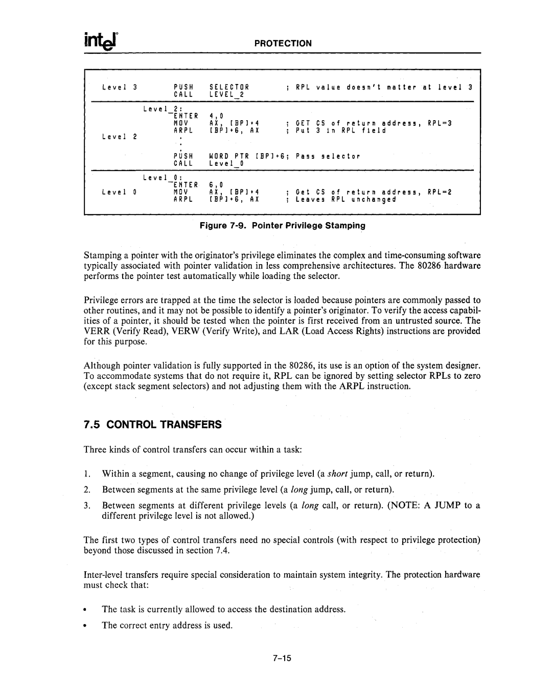 Intel 80286, 80287 manual Control Transfers, Nte R 