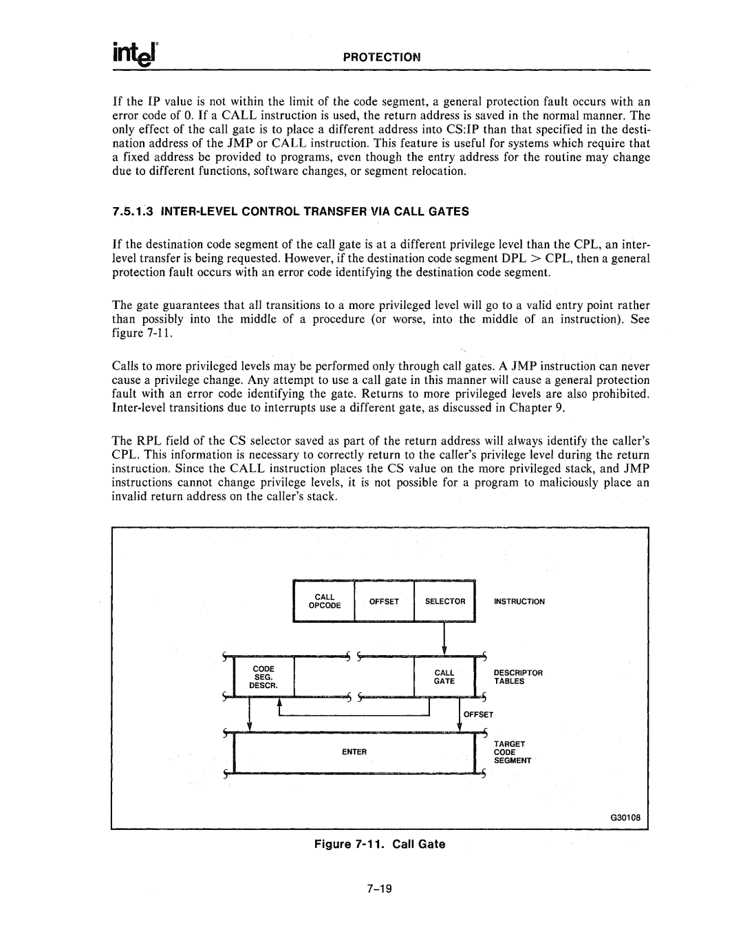 Intel 80286, 80287 manual INTER-LEVEL Control Transfer VIA Call Gates 