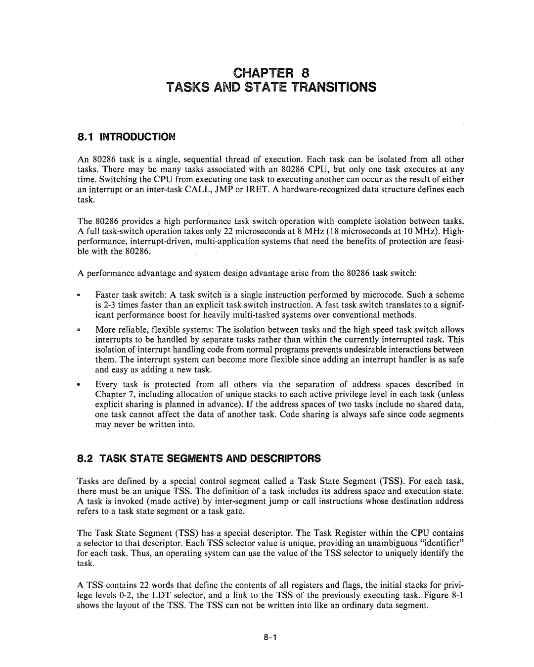 Intel 80286, 80287 manual Introduction, Task State Segments and Descriptors 