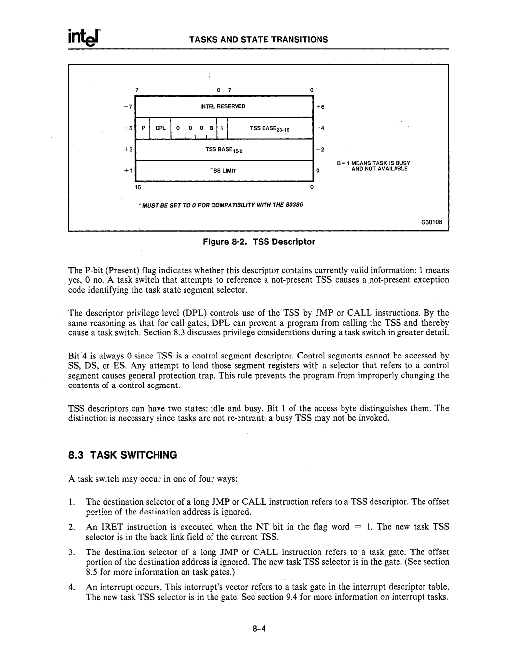 Intel 80287, 80286 manual I01, Task Switching 