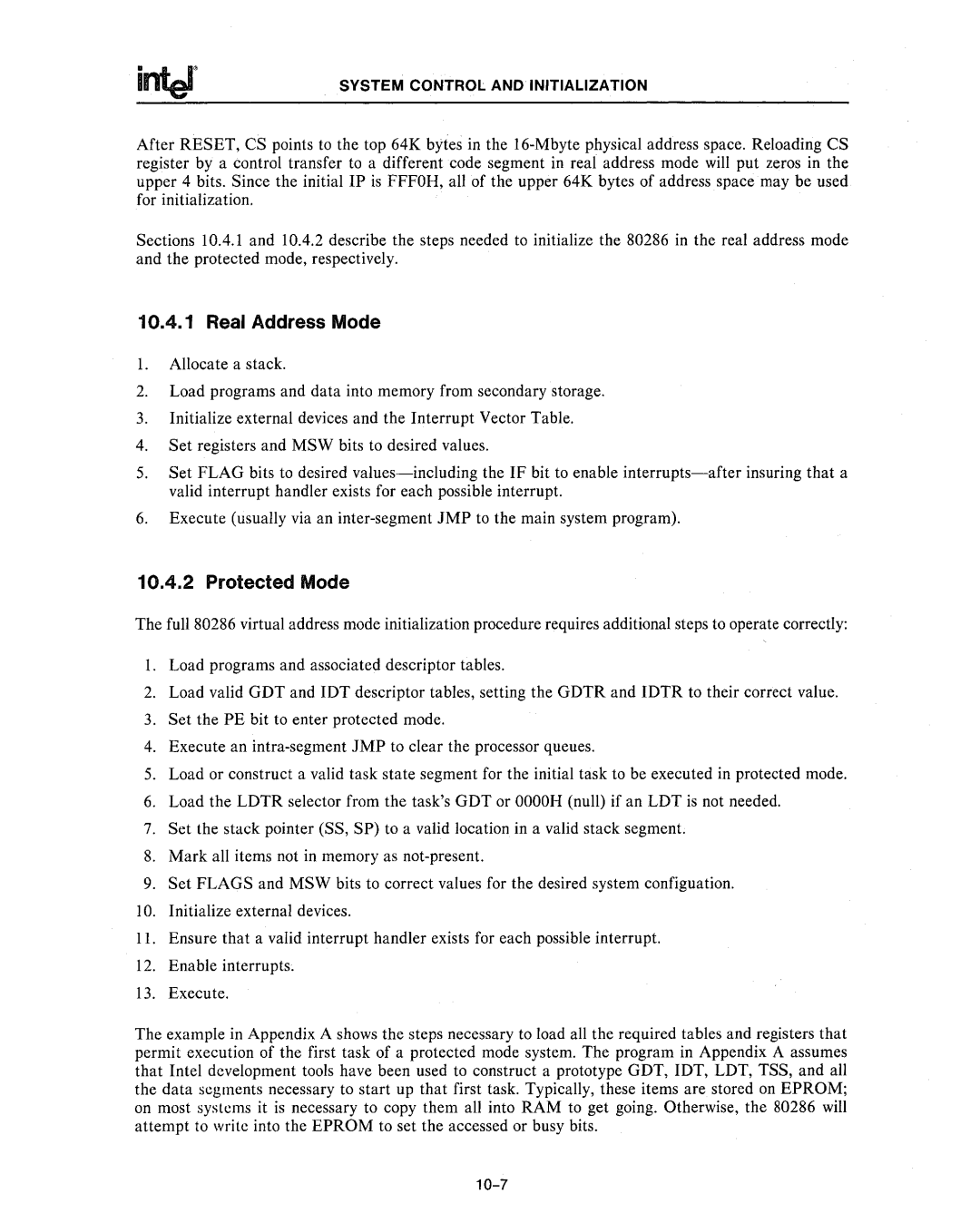 Intel 80286, 80287 manual Real Address Mode 