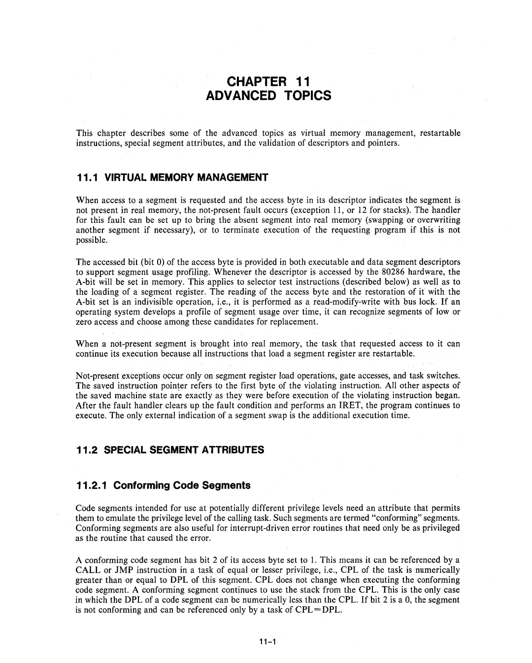 Intel 80286, 80287 manual Virtual Memory Management, Special Segment Attributes, Conforming Code Segments 