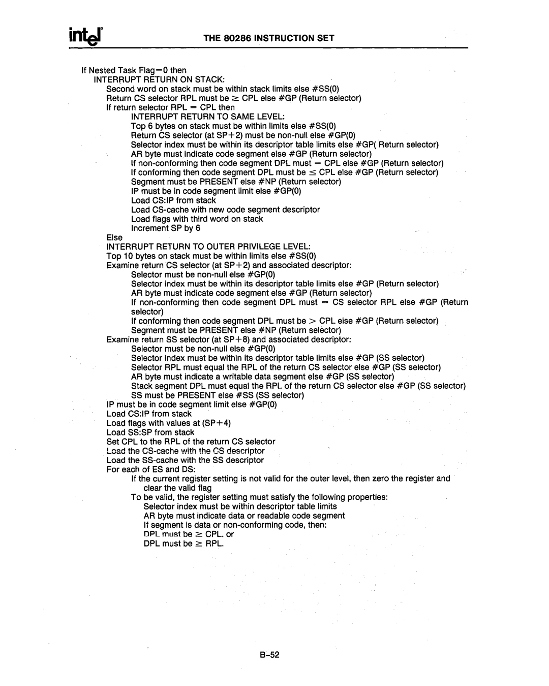 Intel 80287, 80286 manual Interrupt Return on Stack, Interrupt Return to Same Level 