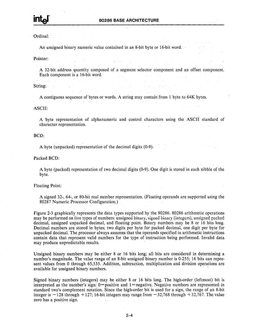 Intel 80287, 80286 manual Ascii 