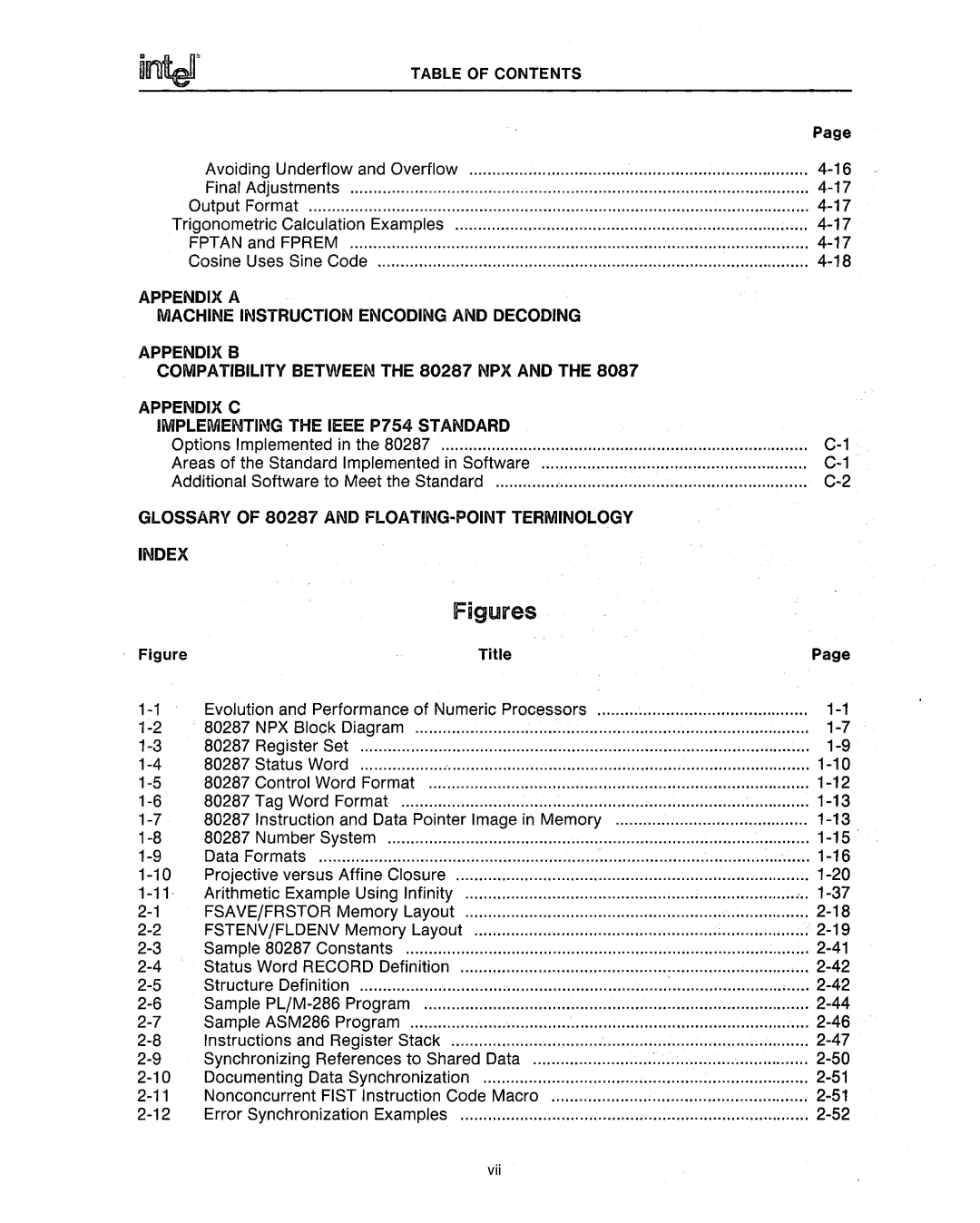 Intel 80286 manual Glossary of 80287 and FLOATING-POINT Terminology Index 