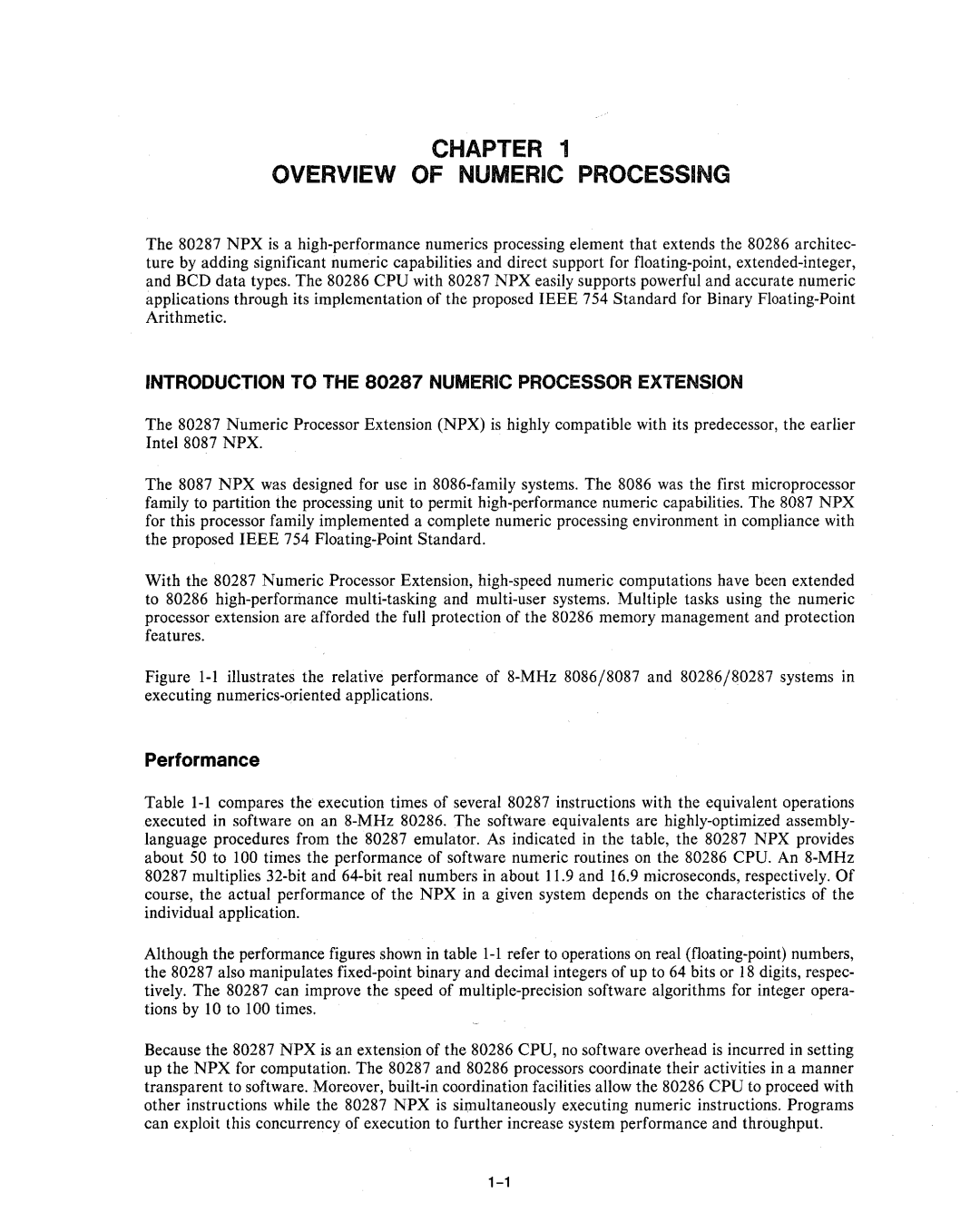 Intel 80286 manual Introduction to the 80287 Numeric Processor Extension, Performance 