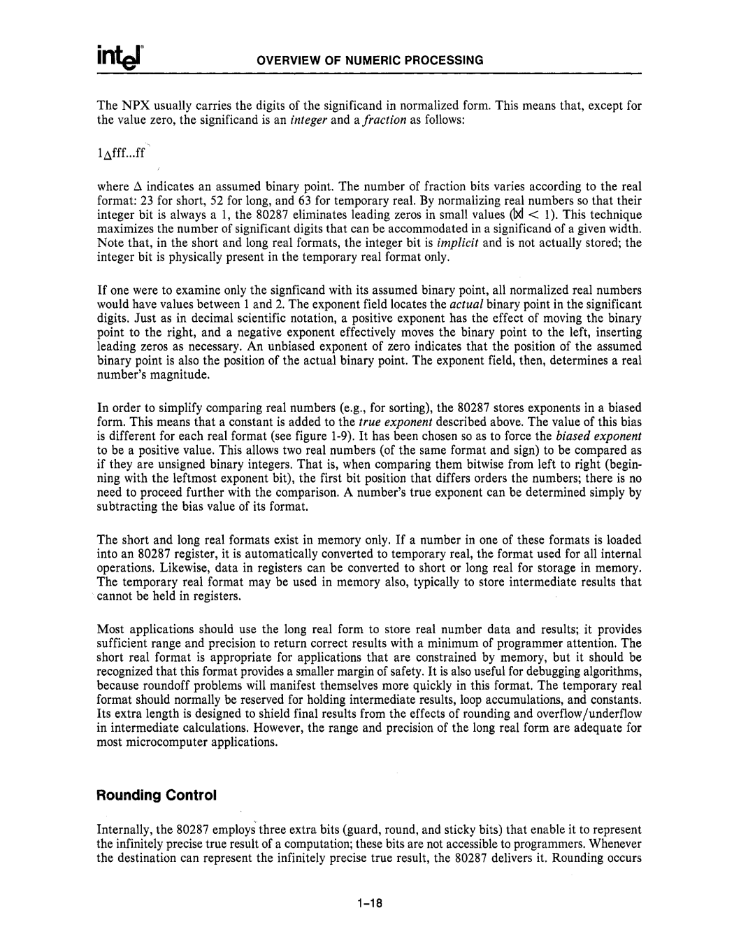 Intel 80287, 80286 manual Rounding Control 