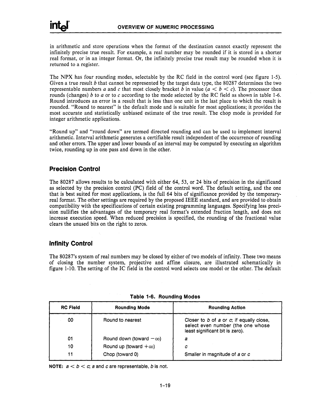 Intel 80286, 80287 manual Precision Control, ·6. Rounding Modes 