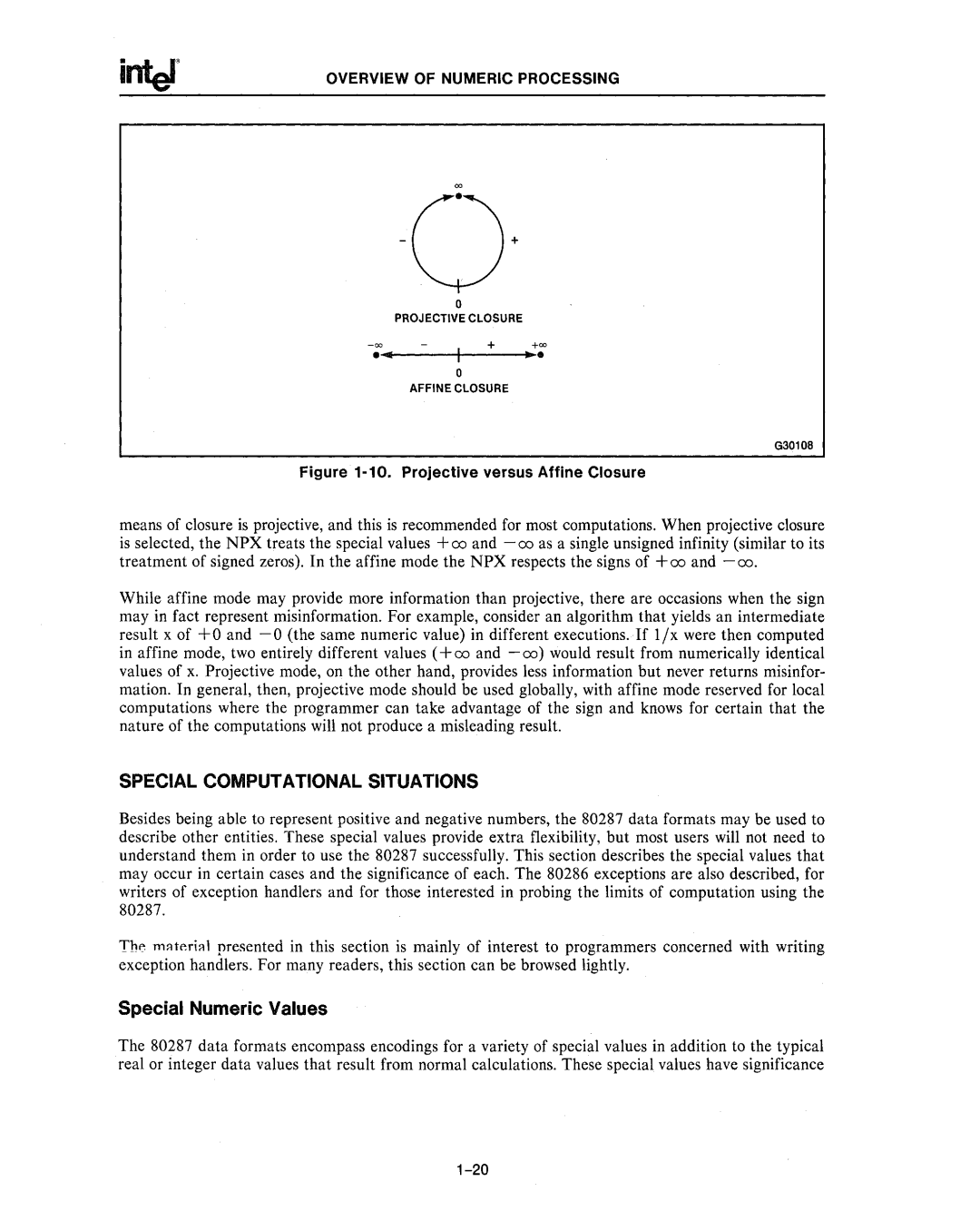 Intel 80287, 80286 manual Special Computational Situations, Special Numeric Values 