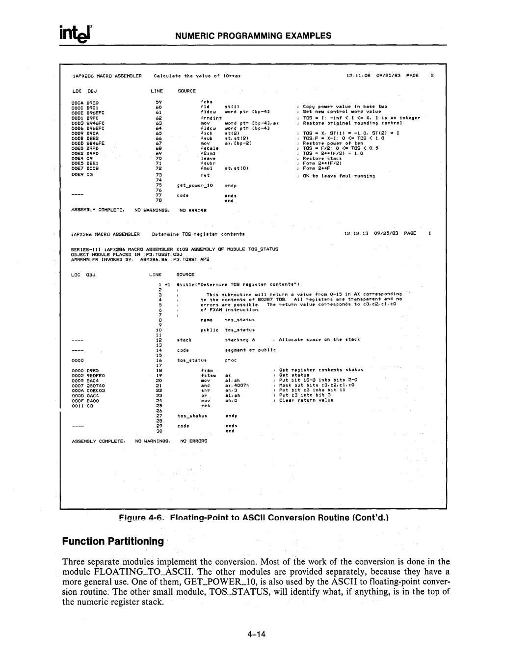 Intel 80287, 80286 manual Function. Partitioning 