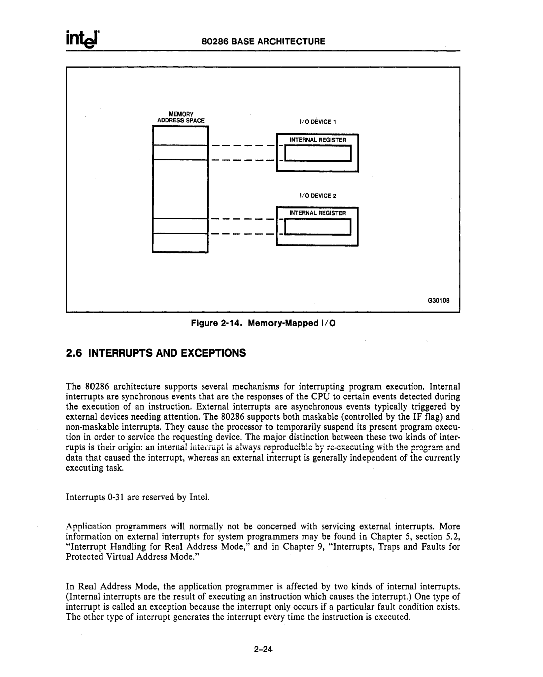 Intel 80287, 80286 manual Interrupts and Exceptions 