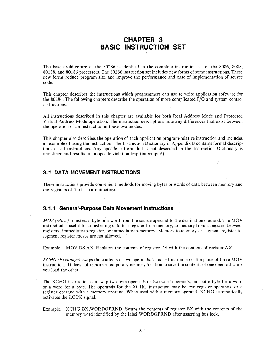 Intel 80286, 80287 manual General-Purpose Data Movement Instructions 