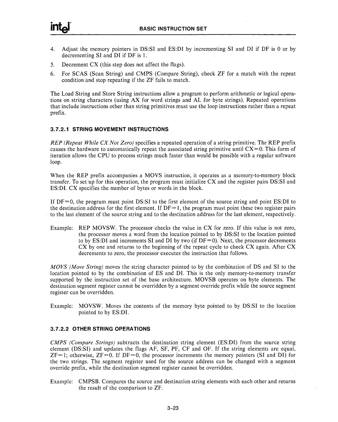 Intel 80286, 80287 manual String Movement Instructions 