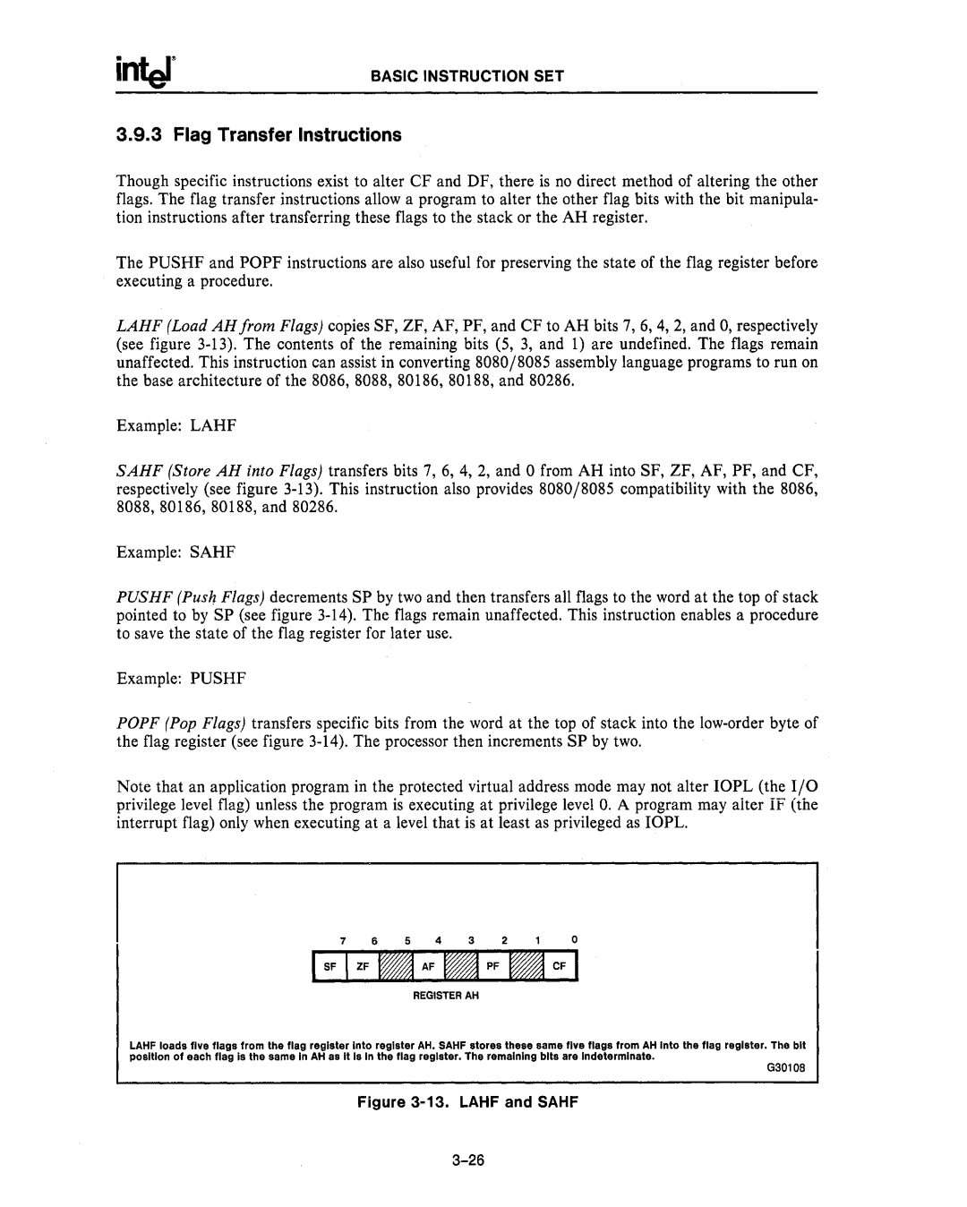 Intel 80287, 80286 manual Flag Transfer Instructions 