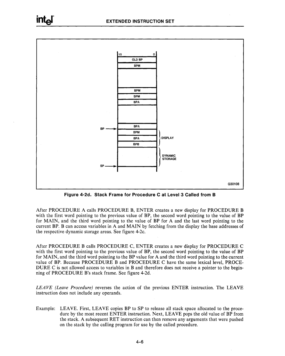 Intel 80287, 80286 manual 2d. Stack Frame for Procedure C at Level 3 Called from B 