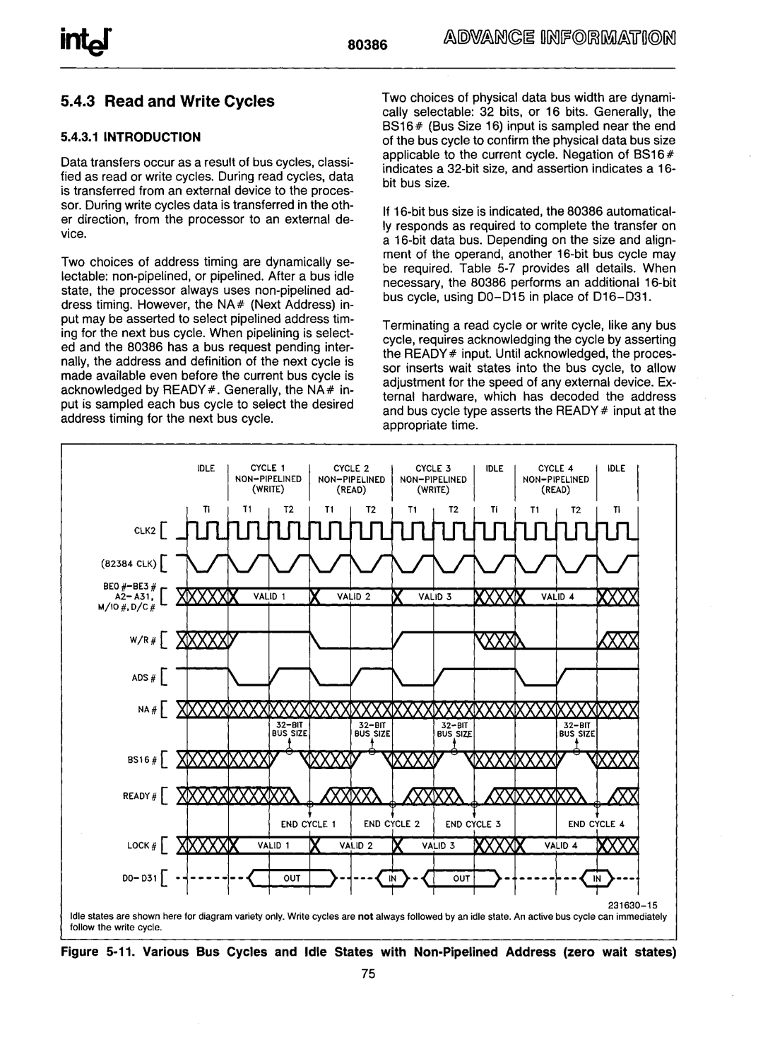 Intel 80386 manual Read and Write Cycles, Introduction 