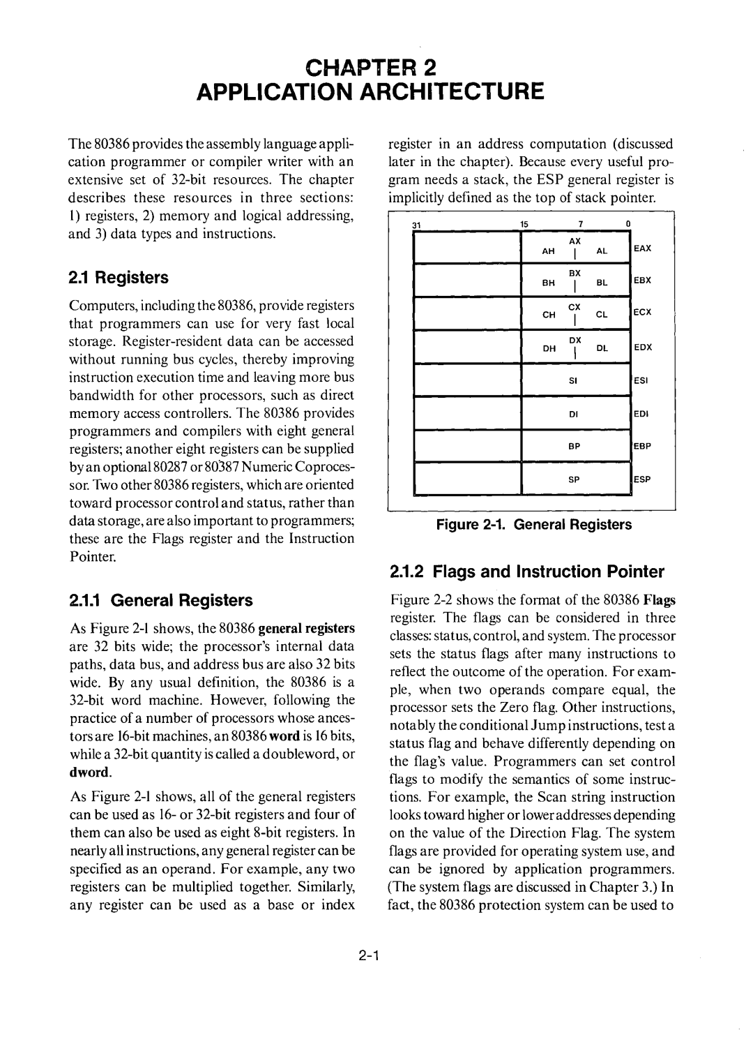 Intel 80386 manual General Registers, Flags and Instruction Pointer 