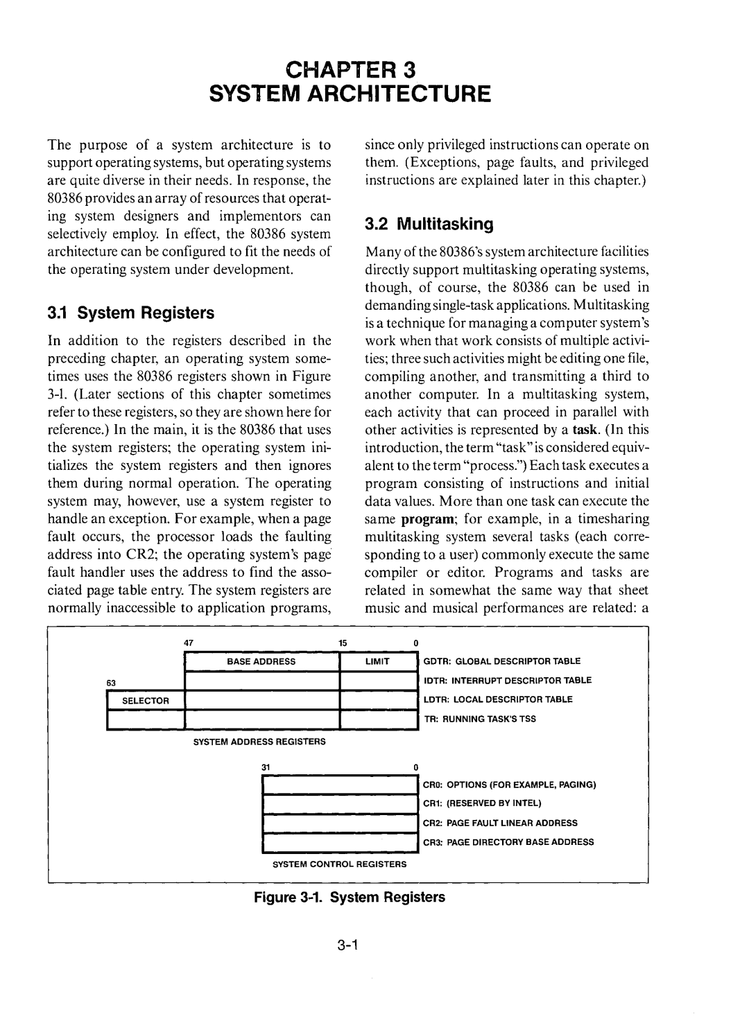 Intel 80386 manual System Registers, Multitasking 