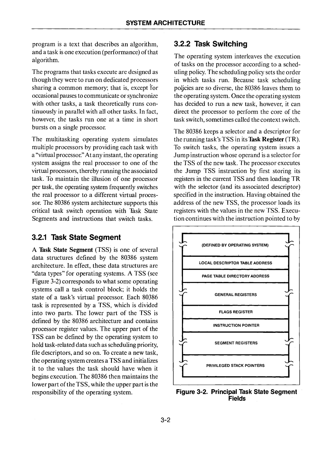 Intel 80386 manual Task State Segment, Task Switching 