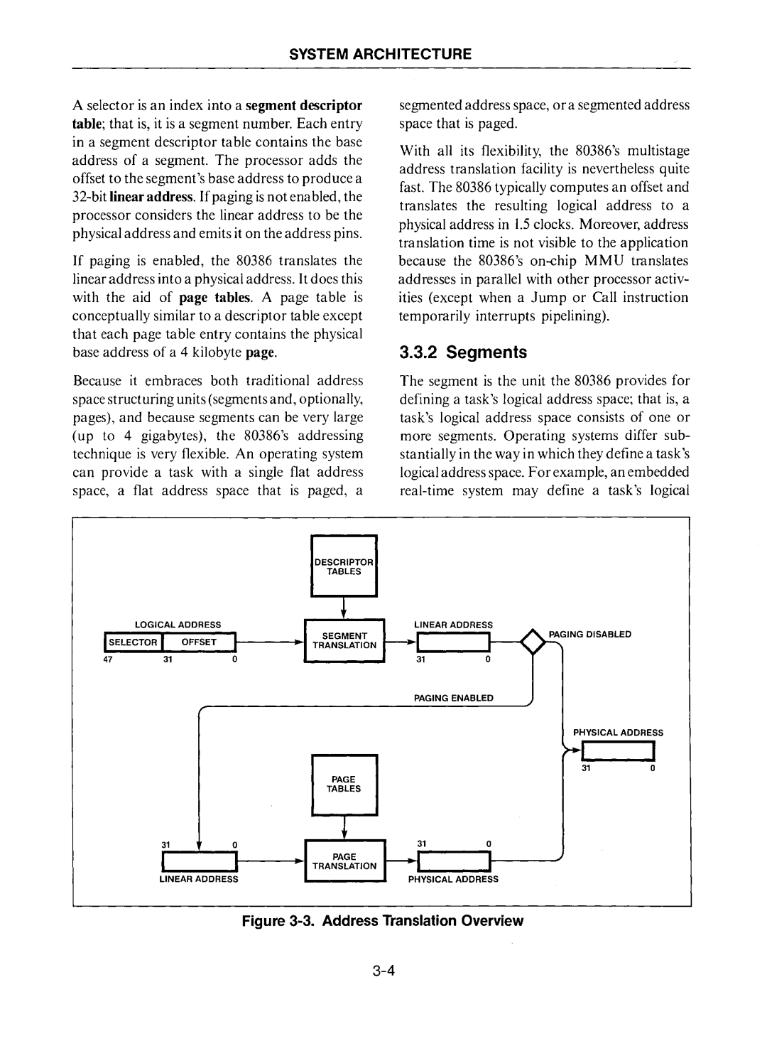 Intel 80386 manual Segments, Address Translation Overview 