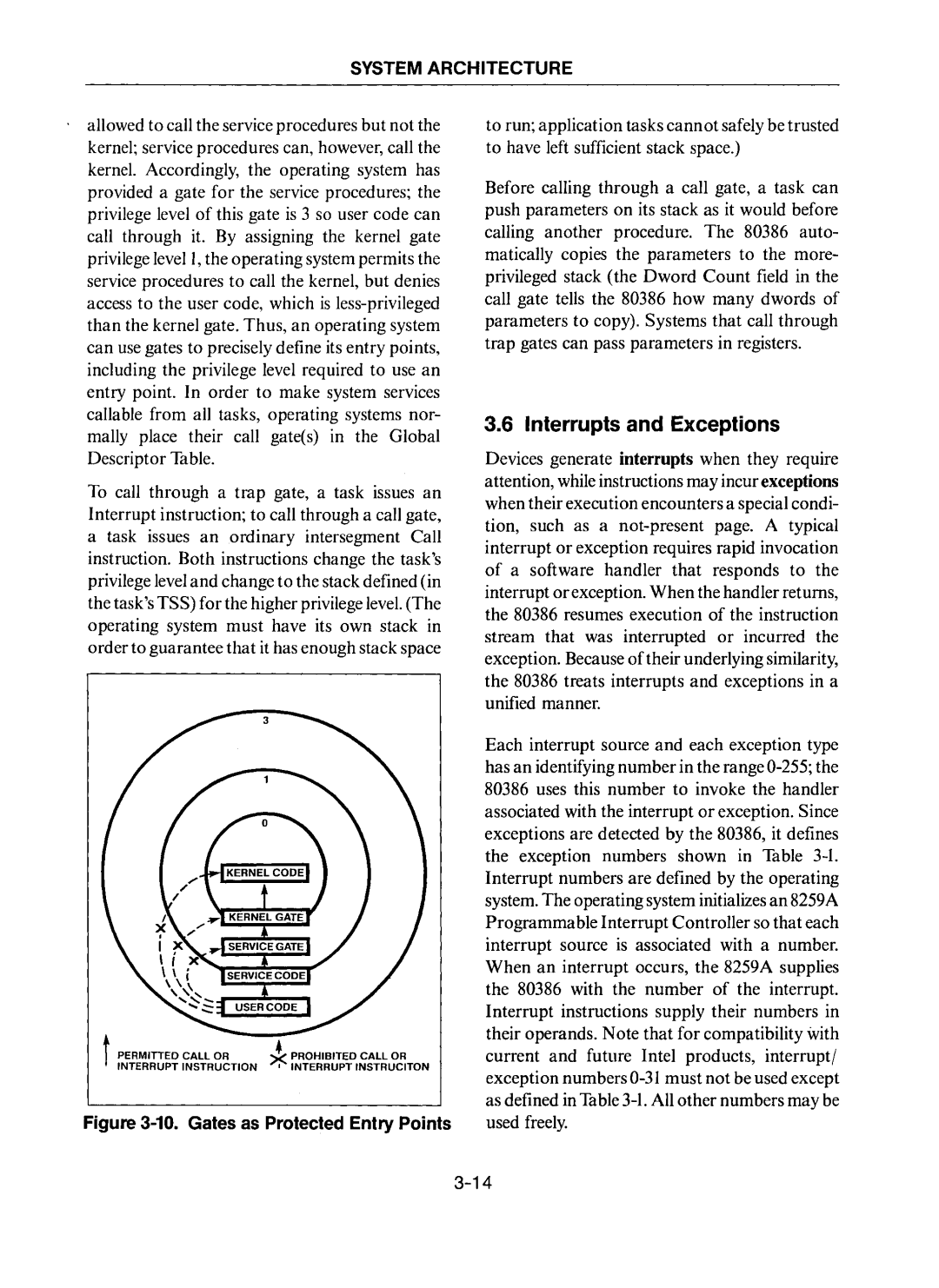 Intel 80386 manual Interrupts and Exceptions, Gates as Protected Entry Points 