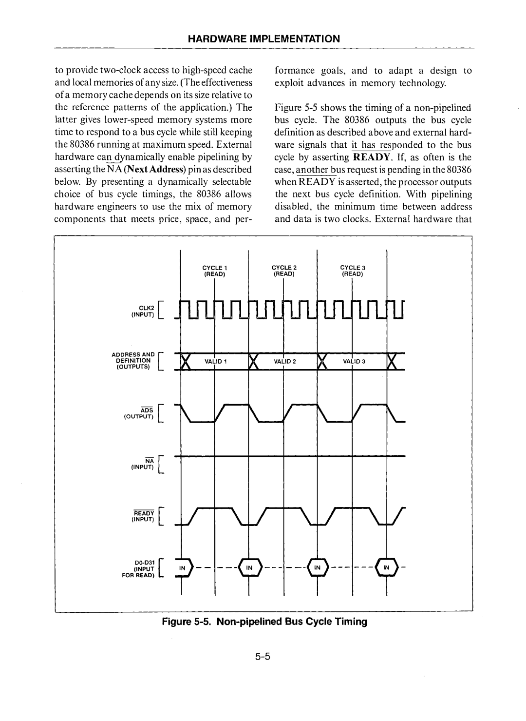 Intel 80386 manual Non-pipelined Bus Cycle Timing 