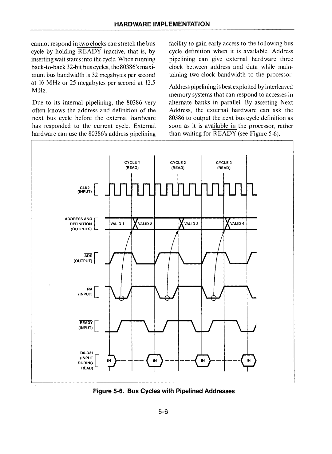 Intel 80386 manual Bus Cycles with Pipelined Addresses 