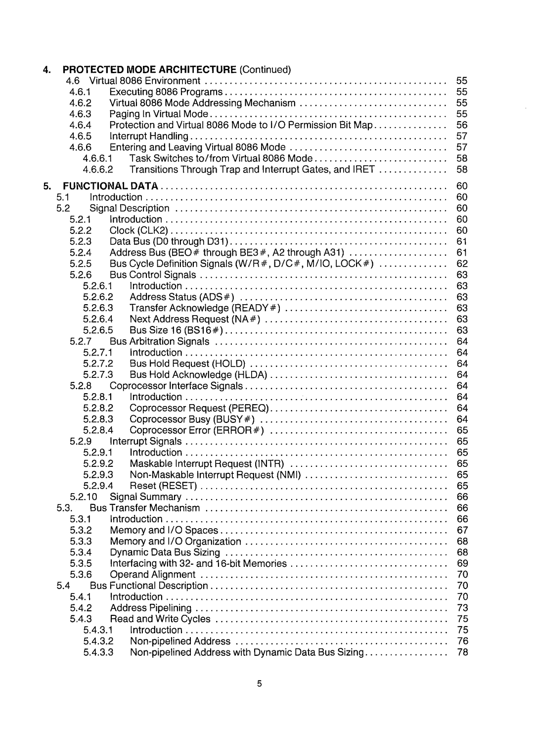 Intel 80386 manual Functional Data 