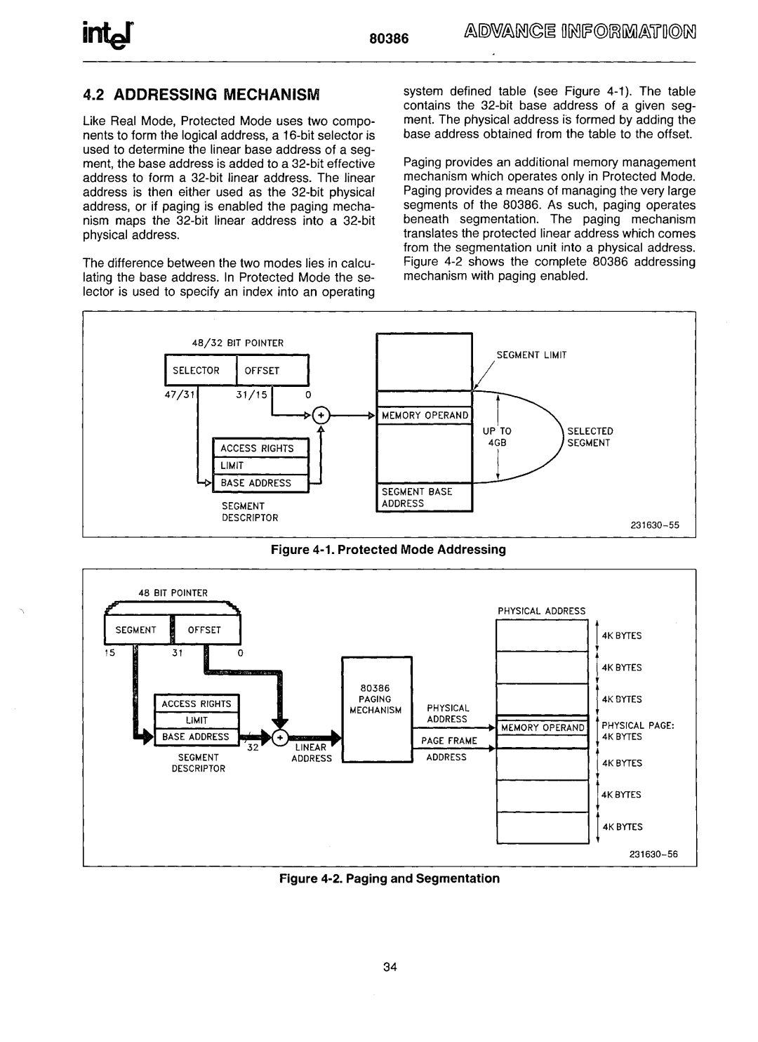 Intel 80386 manual Addressing Mechanism, Protected Mode Addressing 