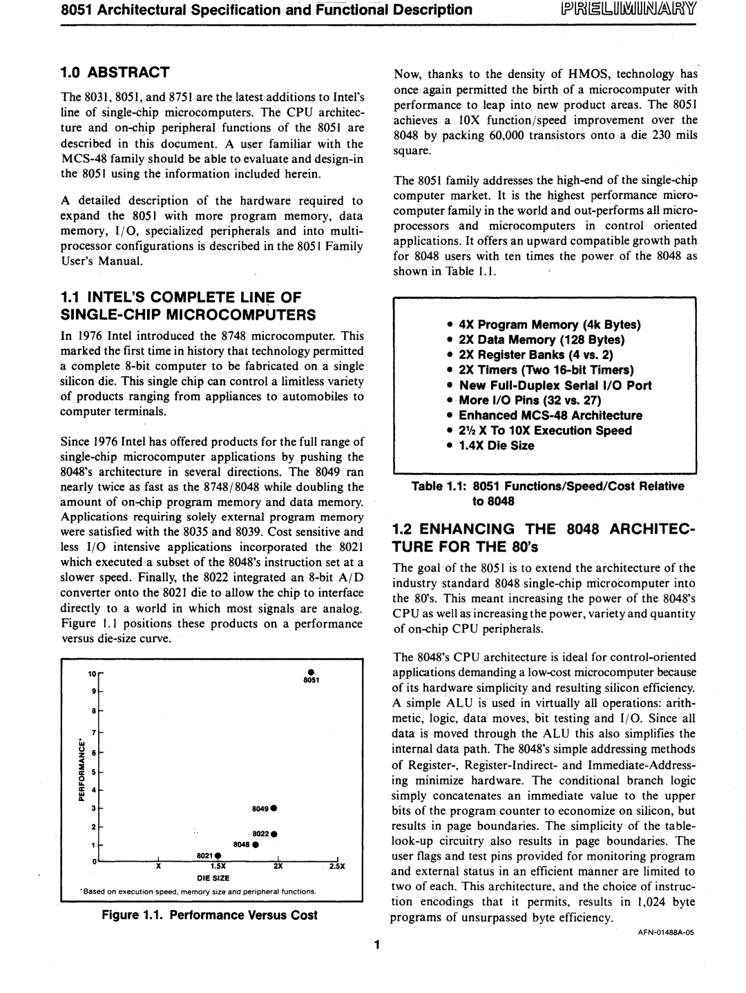 Intel 8051 Abstract, Intelscomplete Line of SINGLE-CHIP Microcomputers, Enhancing the 8048 ARCHITEC- Ture for the 80s 