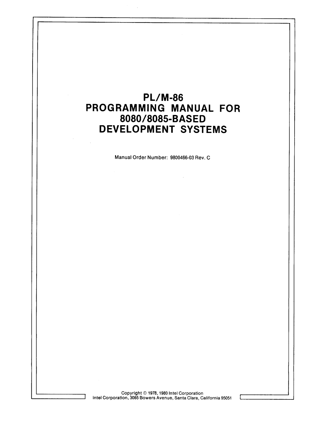 Intel 8085-based, 8080 manual 