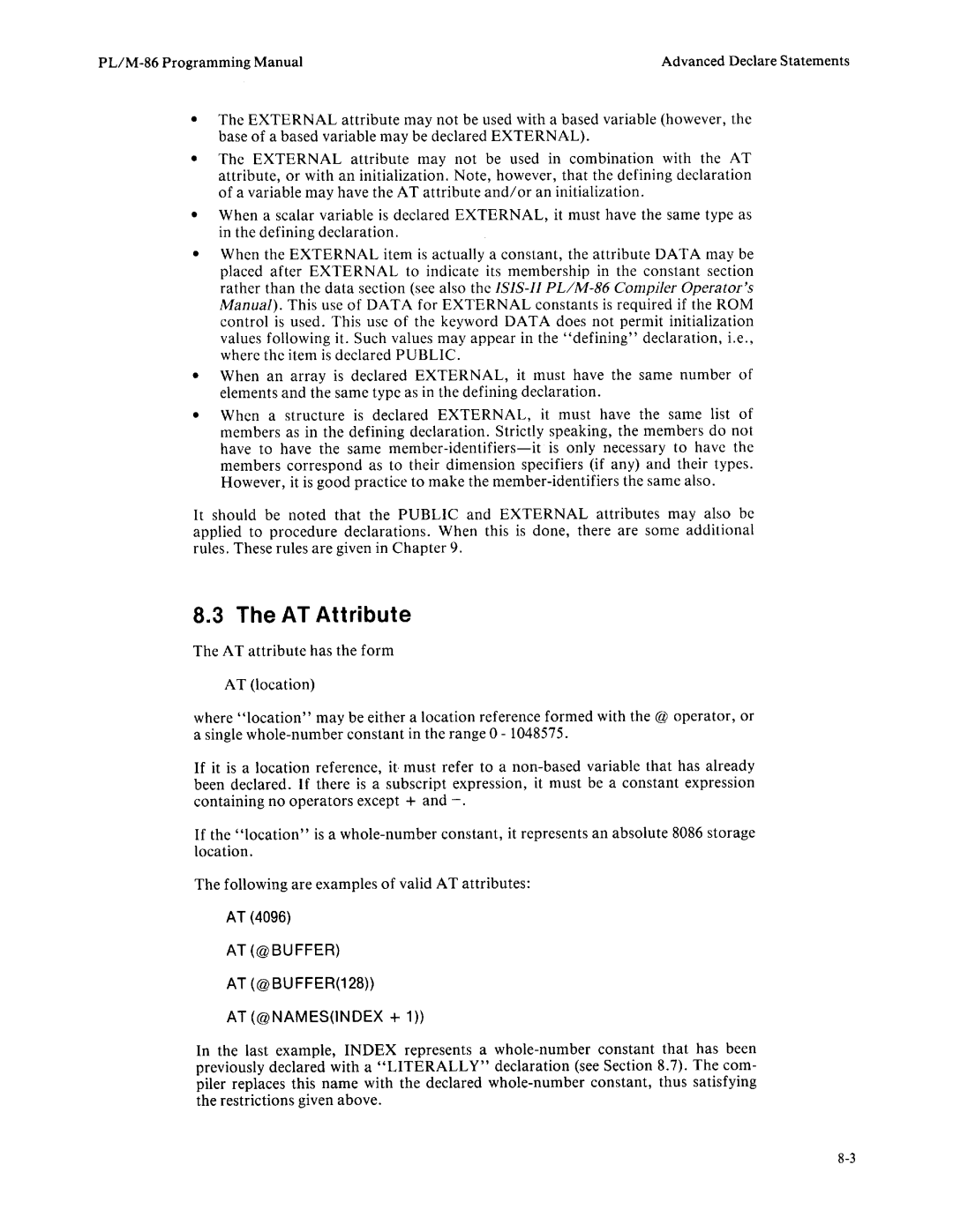 Intel 8085-based, 8080 manual 