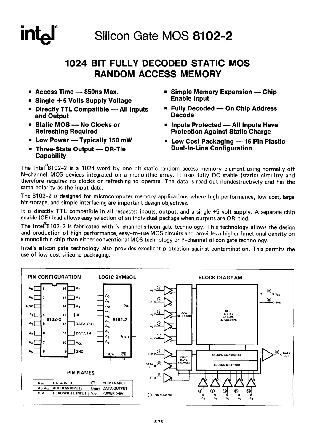 Intel 8080 manual Silicon Gate MOS 