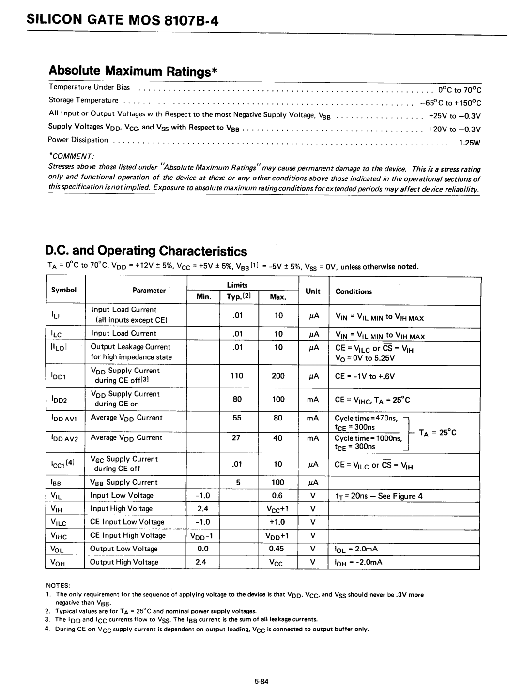 Intel 8080 manual Silicon Gate MOS 81078·4, IOOAV2 