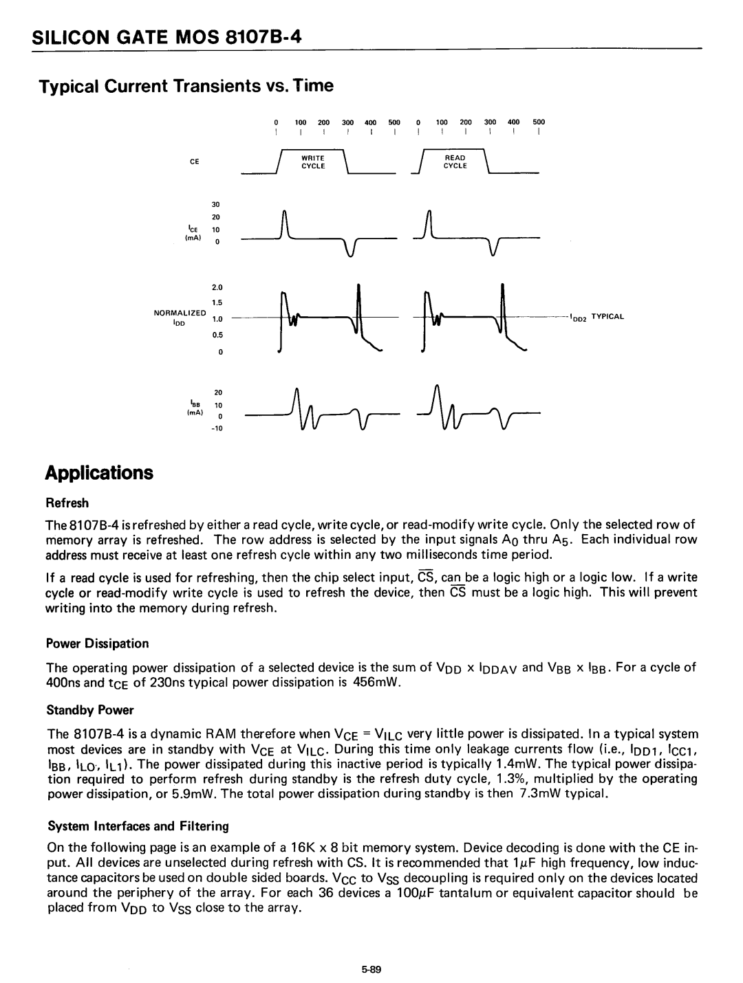 Intel 8080 manual Refresh, Power Dissipation, Standby Power, System Interfaces and Filtering 