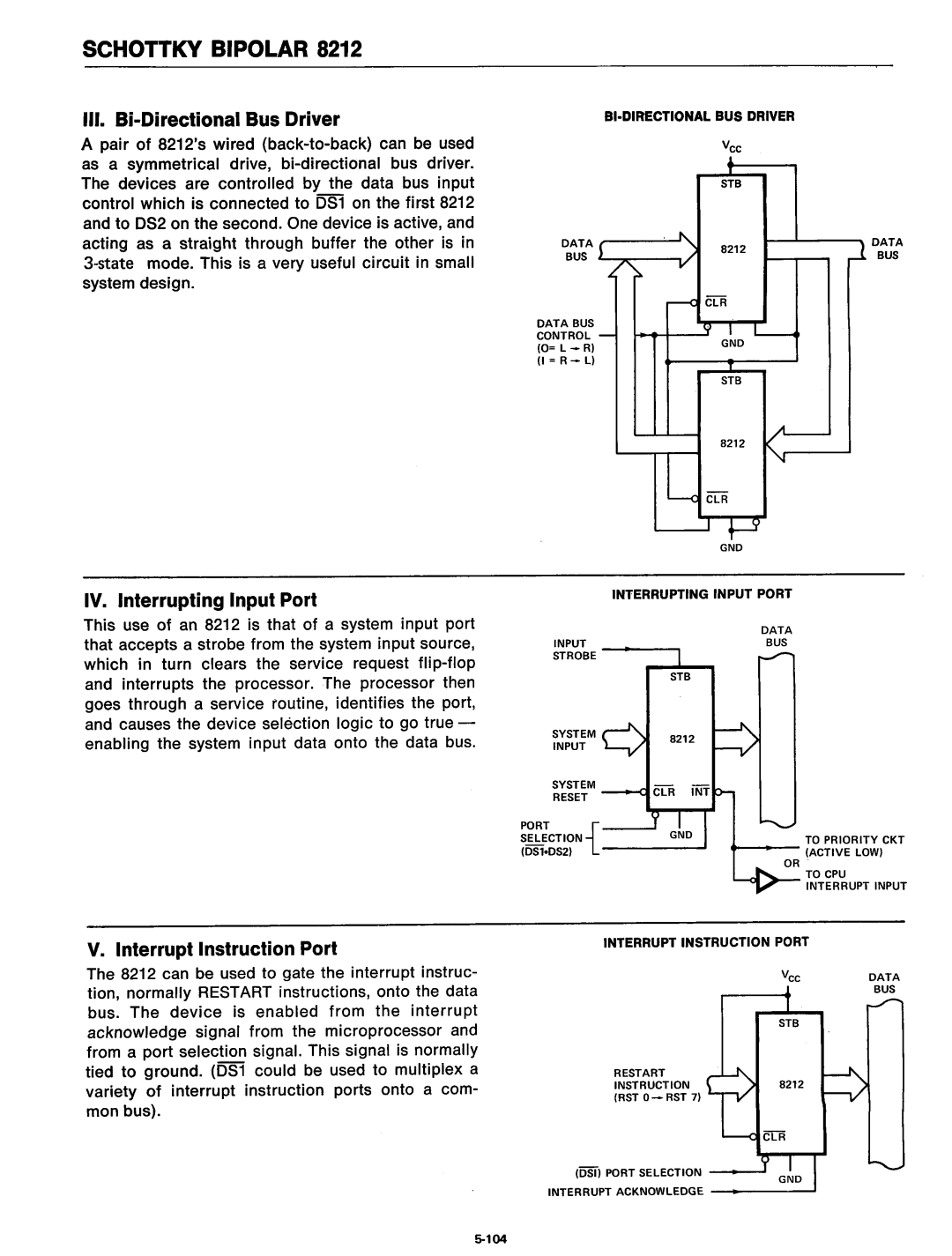 Intel 8080 manual III. Bi-Directional Bus Driver, IV. Interrupting Input Port, Interrupt Instruction Port 