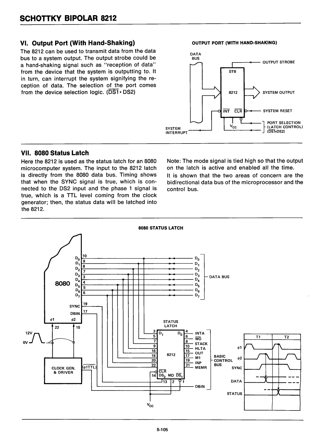 Intel manual VI. Output Port With Hand-Shaking, VII Status Latch, 8080 4, OvJ \.. -4~ 