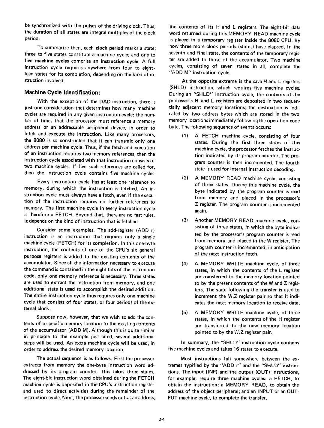 Intel 8080 manual Machine Cycle Identification 