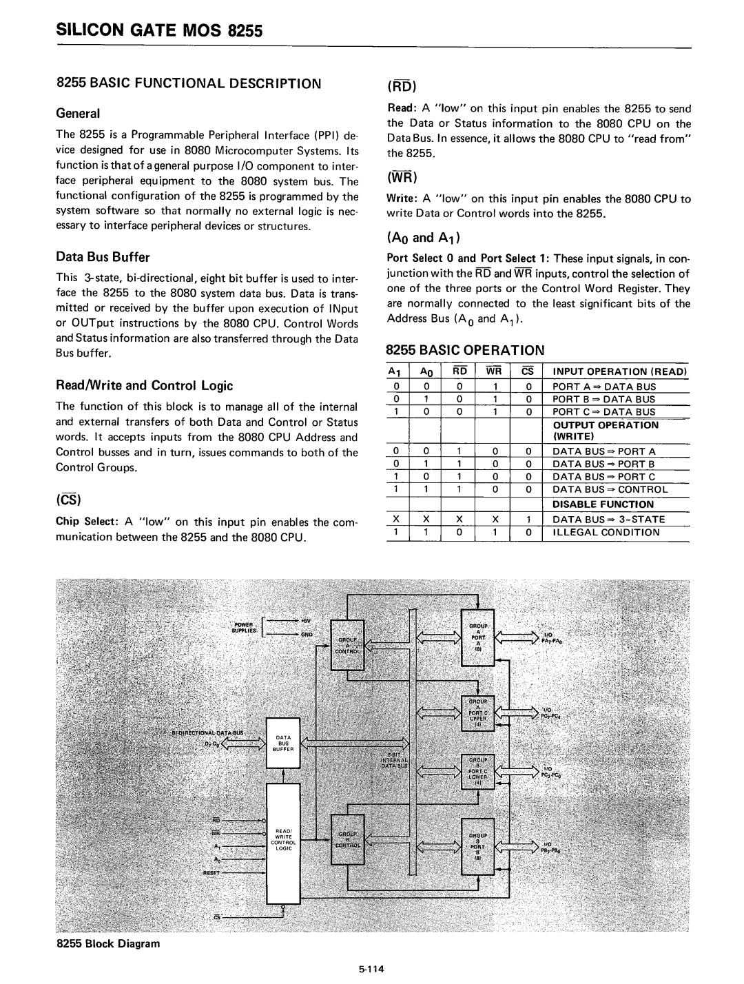 Intel 8080 manual General, Data Bus Buffer, Read/Write and Control Logic, Basic Functional Description, Basic Operation 