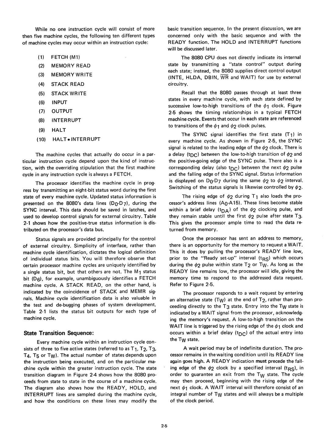 Intel 8080 manual State Transition Sequence, Halt 