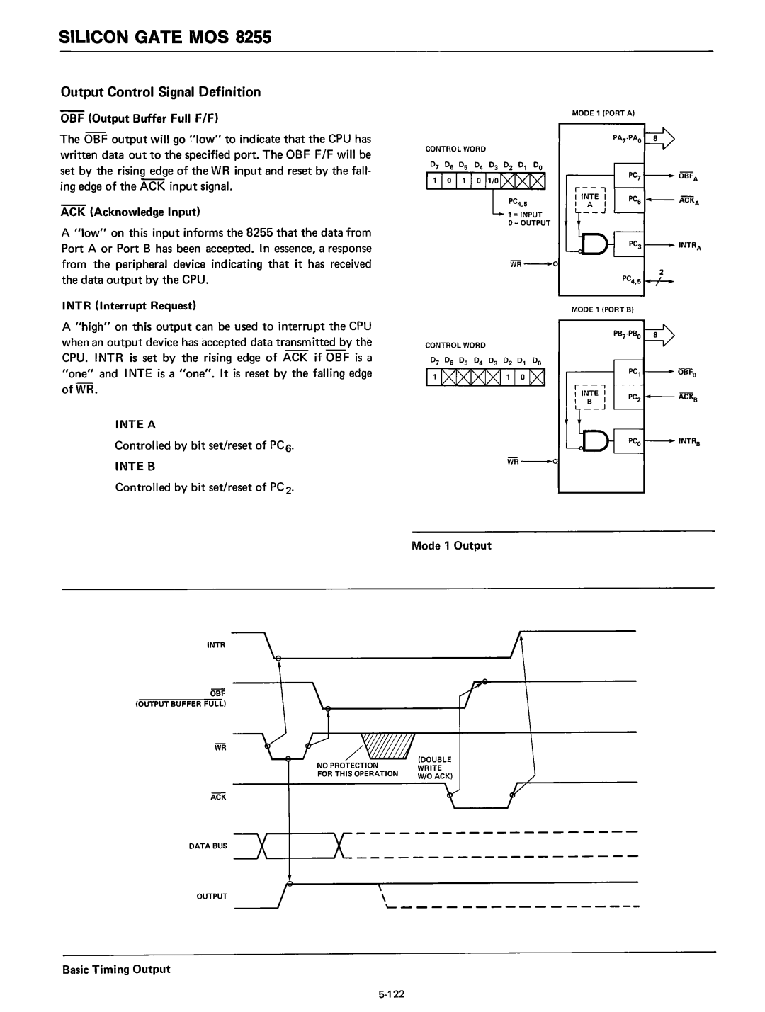 Intel 8080 manual Output Control Signal Definition, Intea 