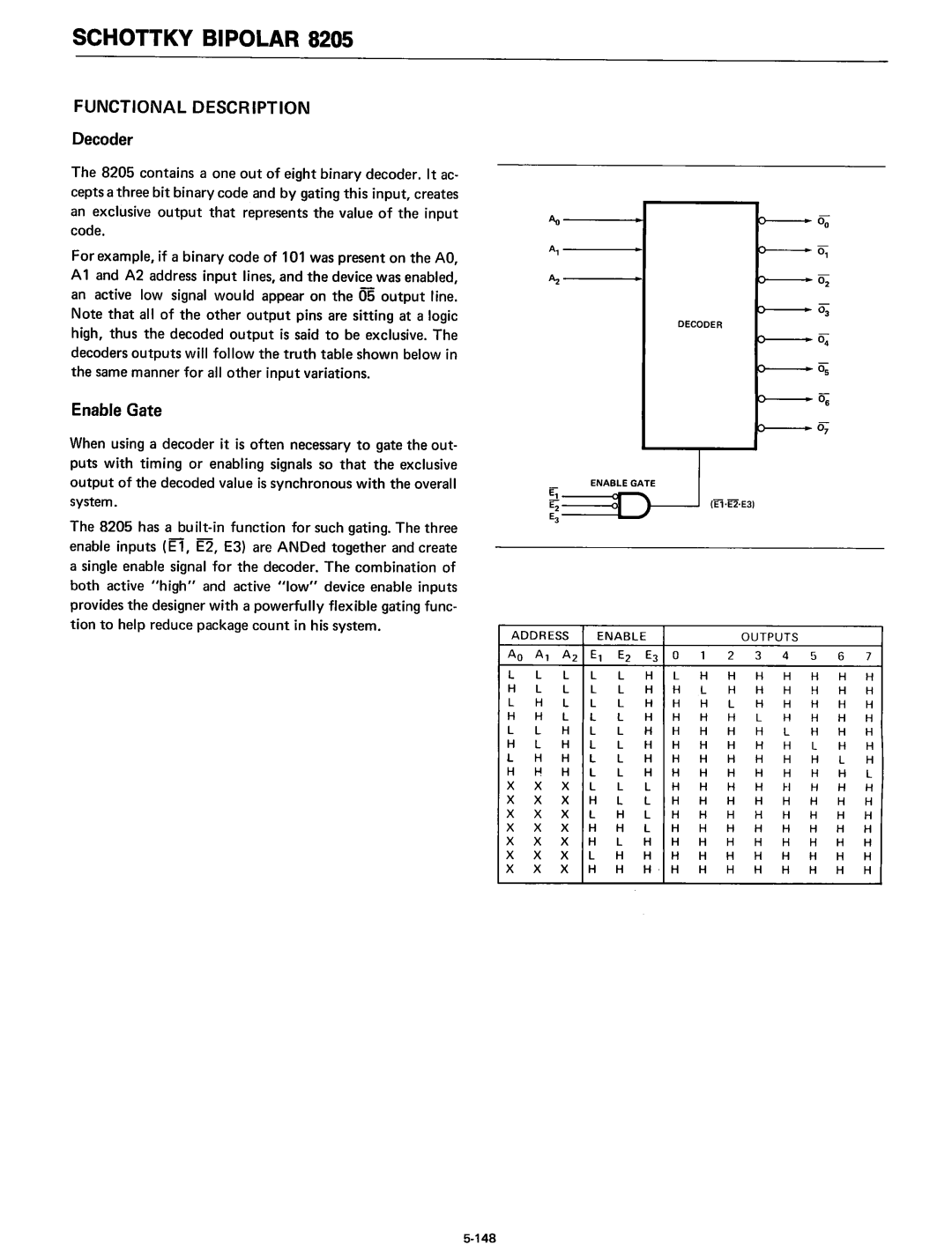 Intel 8080 manual Decoder, Enable Gate, System 