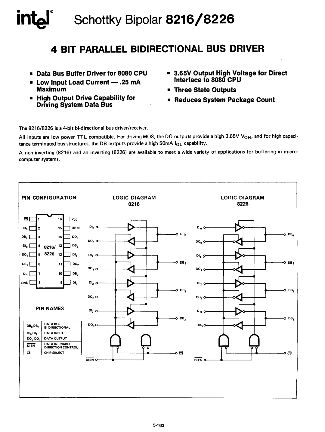 Intel 8080 manual +-......---- n cs, 8216 8226 