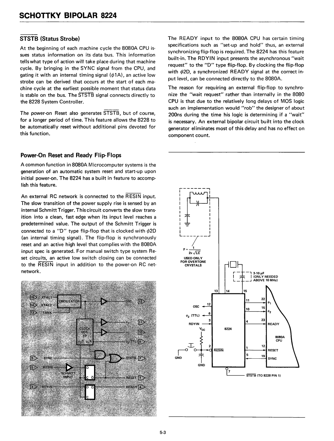 Intel 8080 manual Ststb Status Strobe, Power-On Reset and Ready Flip-Flops 