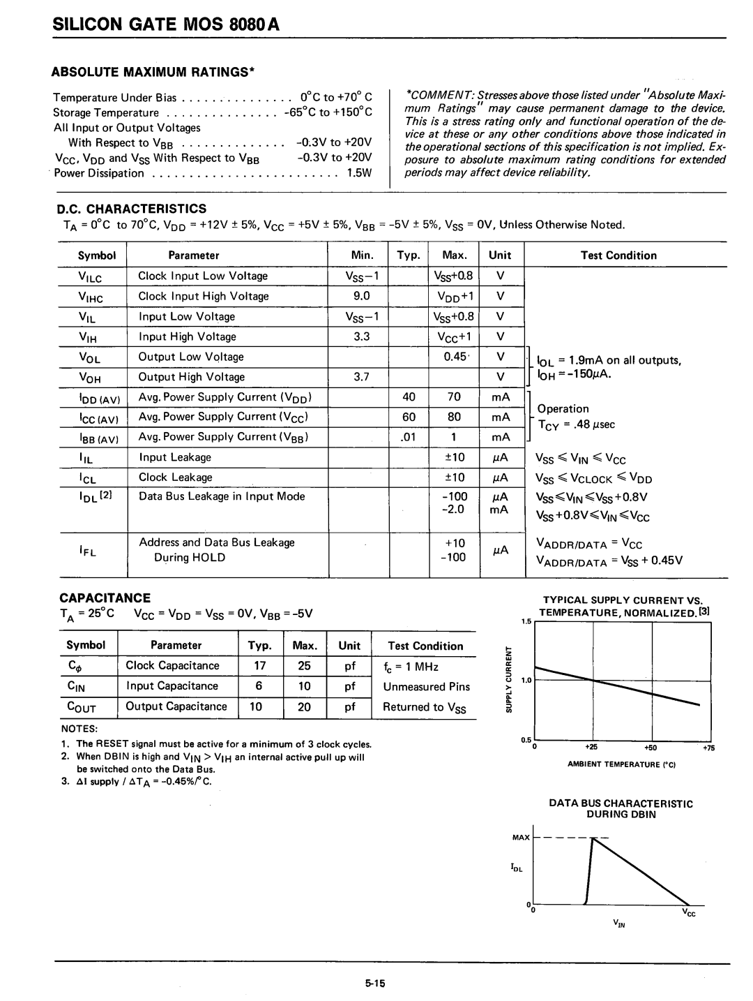 Intel 8080 manual Absolute Maximum RATINGS·, Characteristics, Capacitance, IOl = 1.9mA on all outputs, Operation 