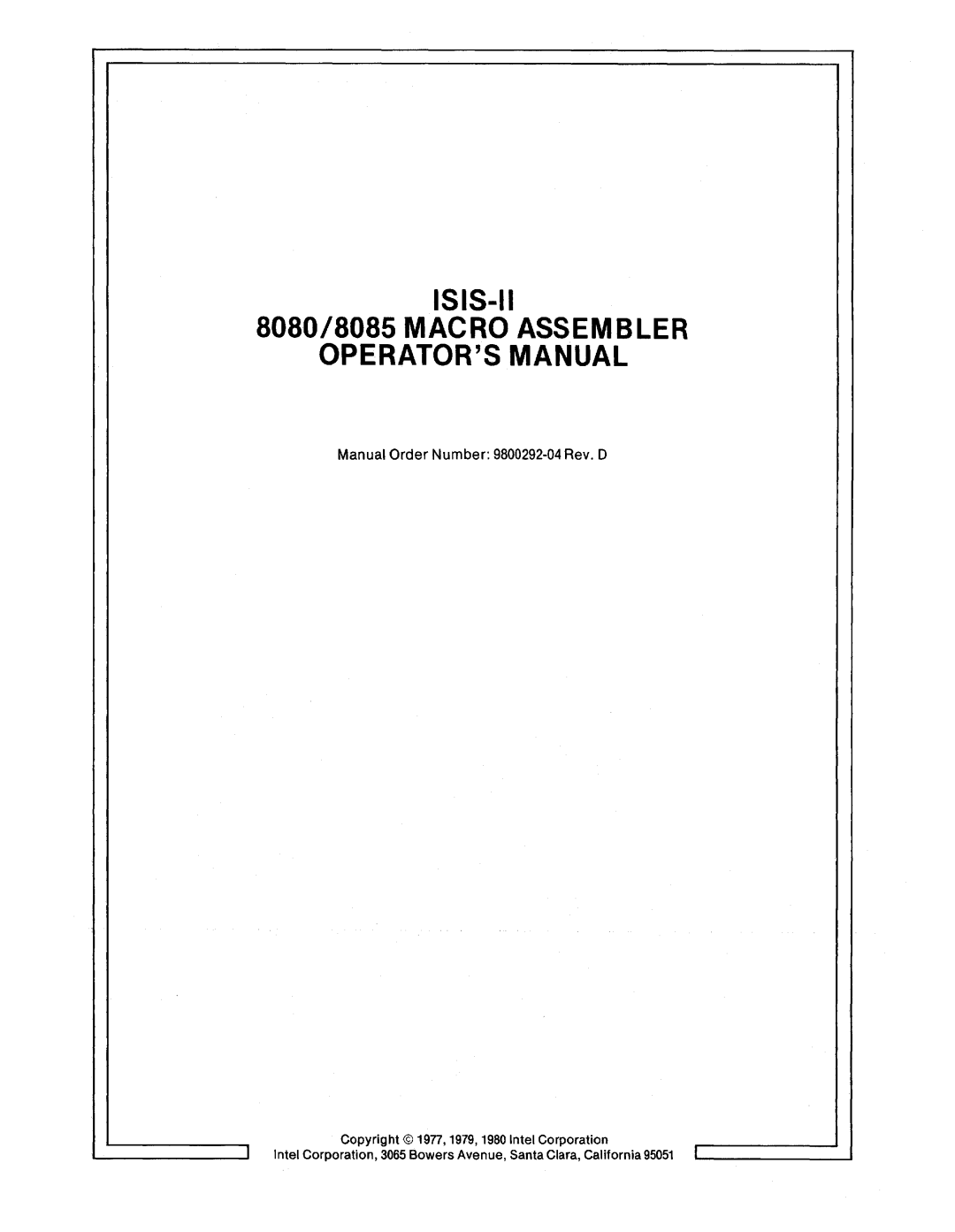 Intel manual ISIS-II 8080/8085 Macro Assembler Operatorsmanual 