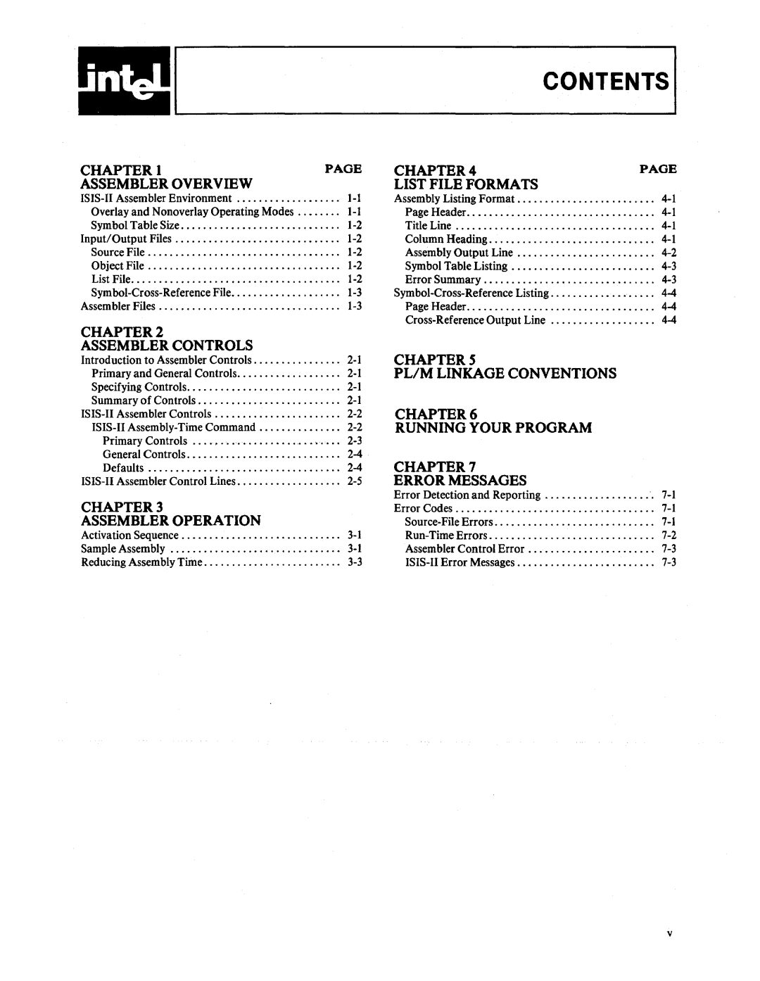 Intel 8080, 8085 manual Contentsi 