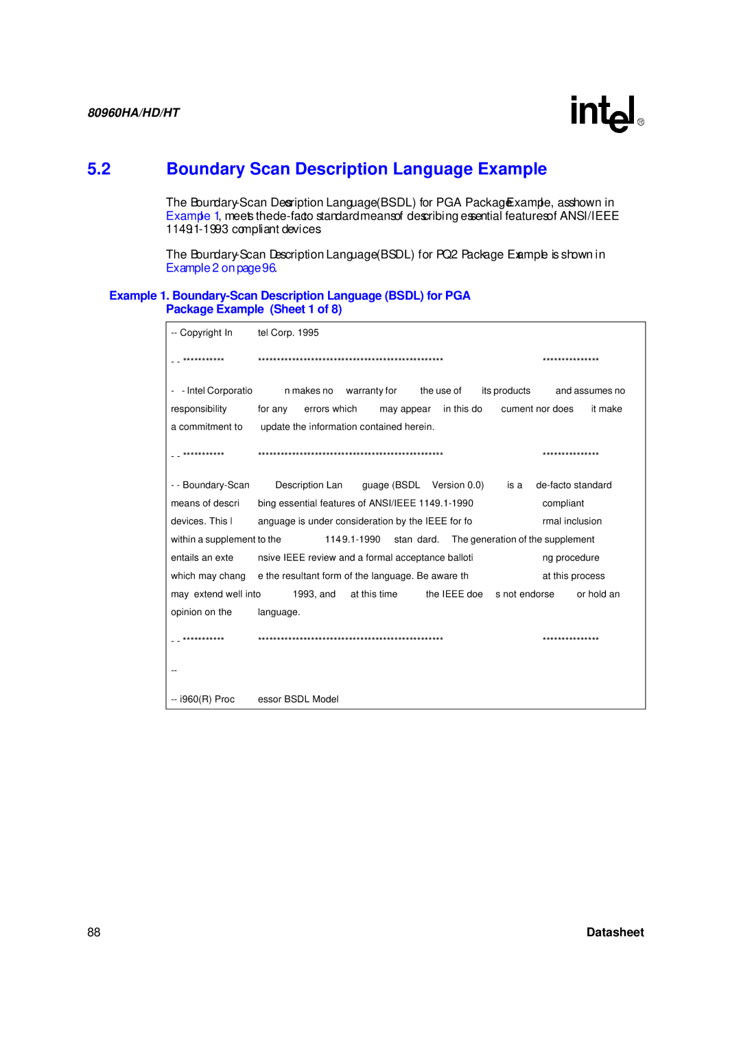 Intel 80960HT, 80960HD, 80960HA manual Boundary Scan Description Language Example 