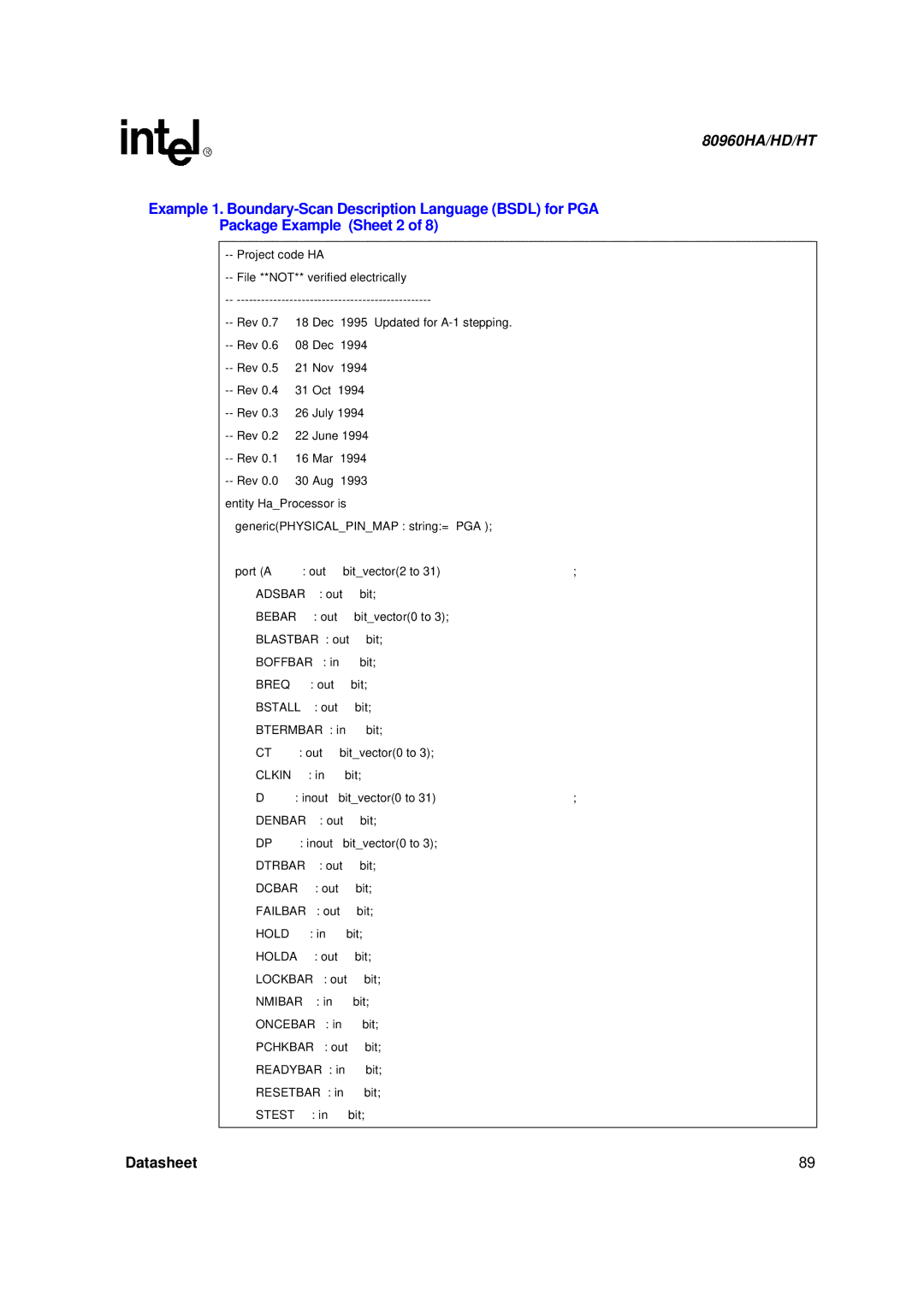 Intel 80960HA, 80960HD, 80960HT manual Adsbar 