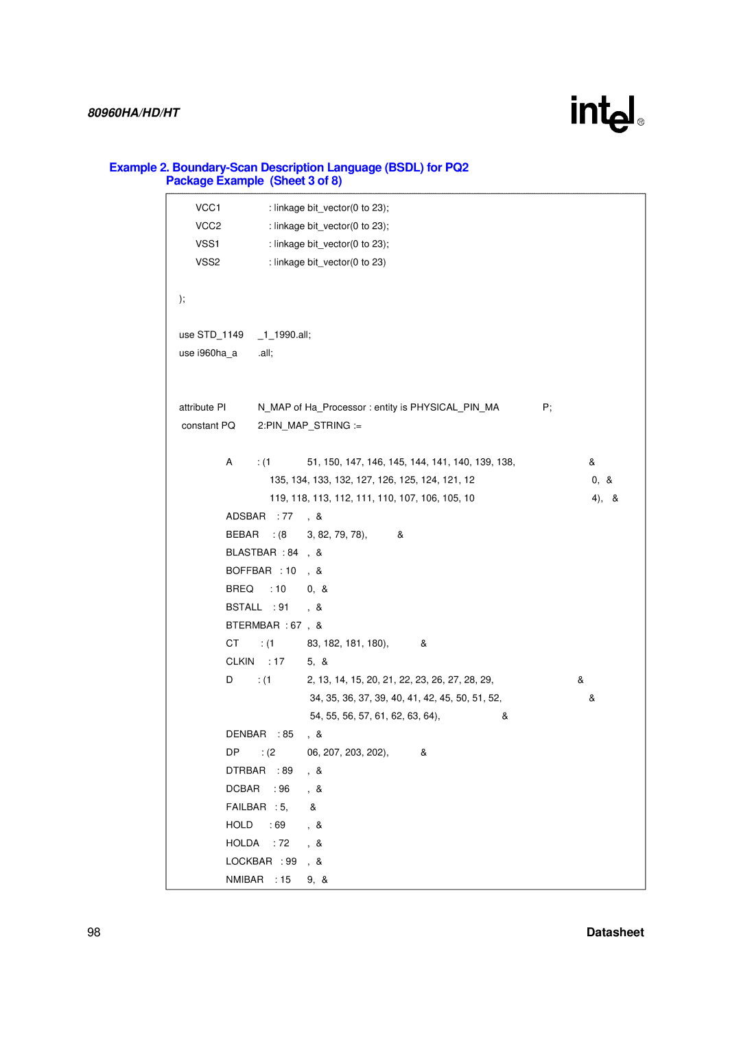 Intel 80960HA, 80960HD, 80960HT manual Adsbar Bebar 